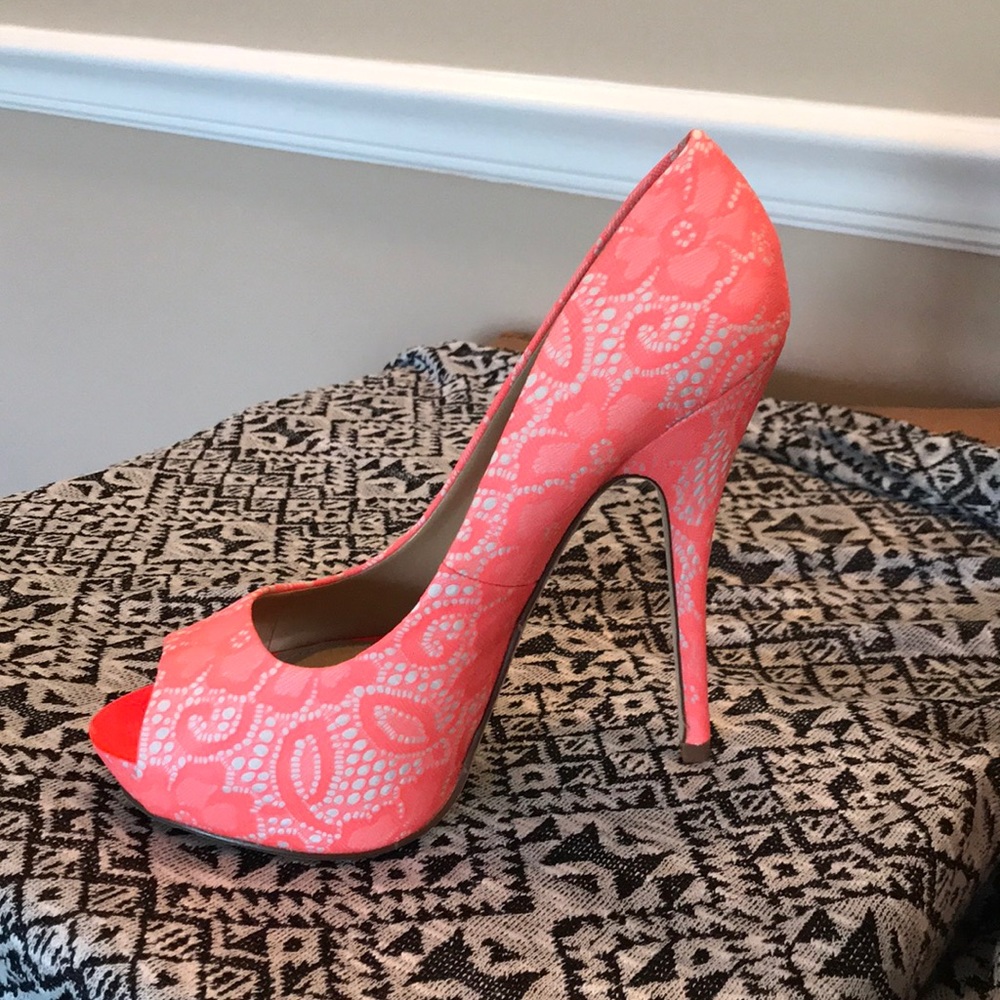 Neon orange heels